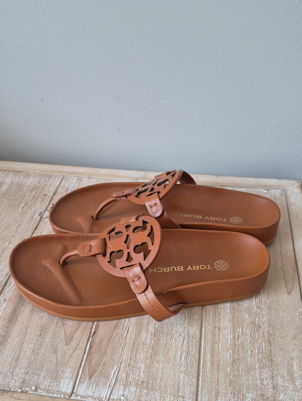 Tory Burch Cloud Miller Sandals Bourbon Miele Size 7 - Picture 7 of 12